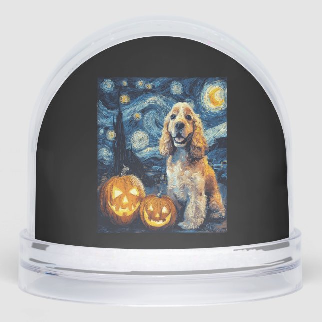 American Cocker Spaniel Cute Dog Halloween Jack O  Snowglobe (Front)