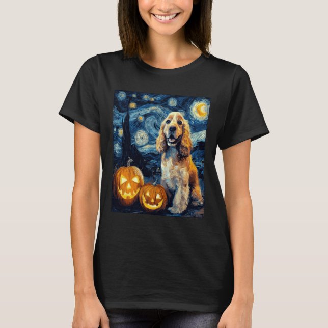 American Cocker Spaniel Cute Dog Halloween Jack O  T-Shirt (Front)