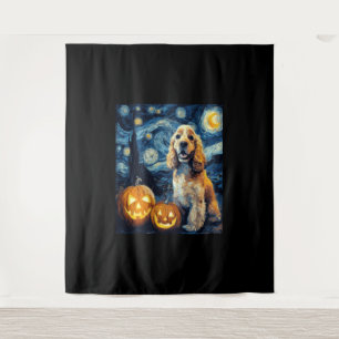 American Cocker Spaniel Cute Dog Halloween Jack O  Tapestry