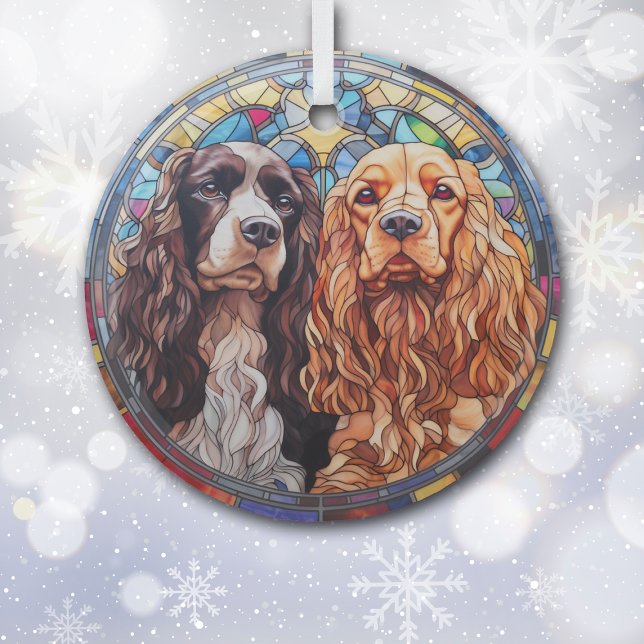 American Cocker Spaniel Dogs Stained Glass Ornament (Creator Uploaded)