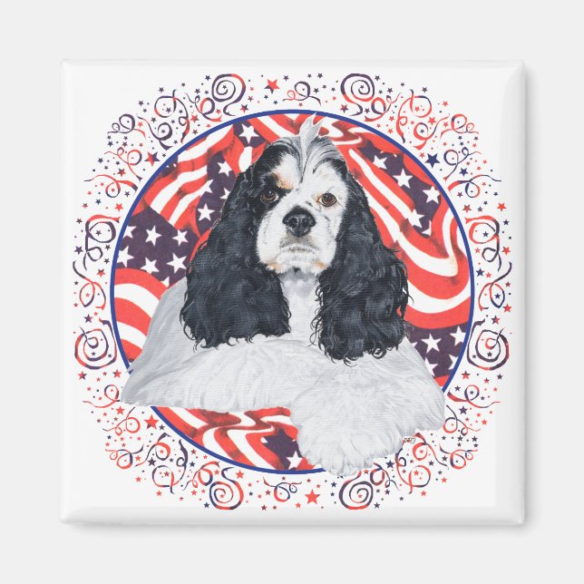 American Cocker Spaniel Flag Magnet (Front)