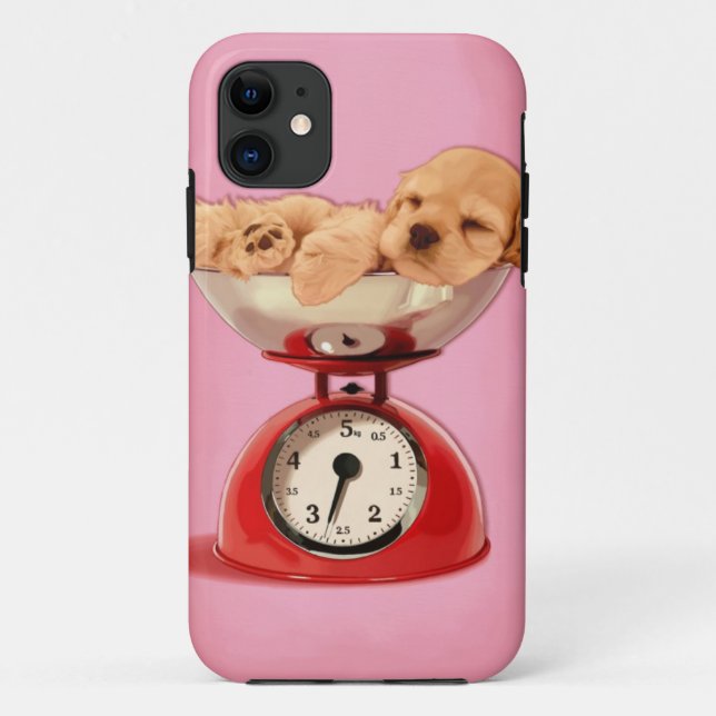 American cocker spaniel in retro kitchen scale Case-Mate iPhone case (Back)