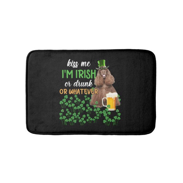 American Cocker Spaniel Kiss Me I'm Irish Or Drunk Bath Mat (Front)