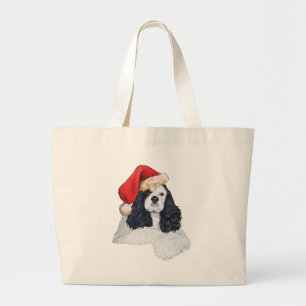 American Cocker Spaniel Santa Large Tote Bag