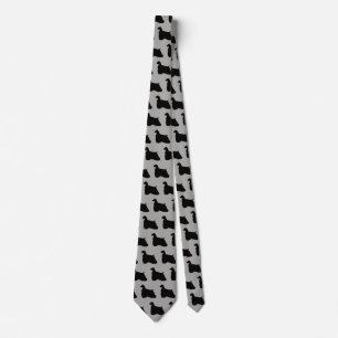 American Cocker Spaniel Silhouette Neck Tie Grey