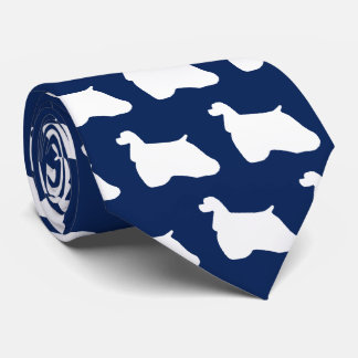 American Cocker Spaniel Silhouette Tie Navy