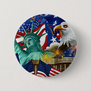 AMERICAN COLLAGE 2 INCH ROUND BUTTON