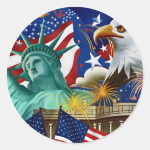 AMERICAN COLLAGE CLASSIC ROUND STICKER