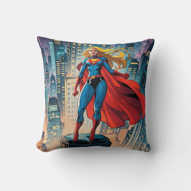 American Comics, Retro American Comics, superhero Throw Pillow (Front)