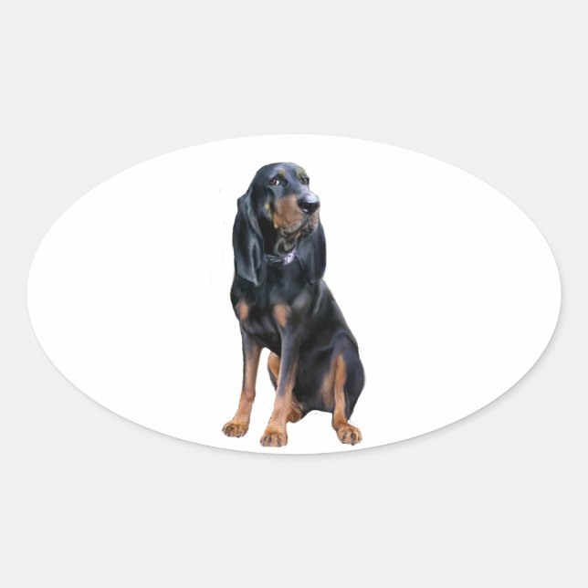 American Coon Hound - Black and Tan Oval Sticker (Front)