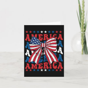 American Coquette Bow Patriotic Usa Flag Happy 4th Card
