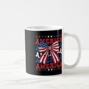American Coquette Bow Patriotic Usa Flag Happy 4th Coffee Mug