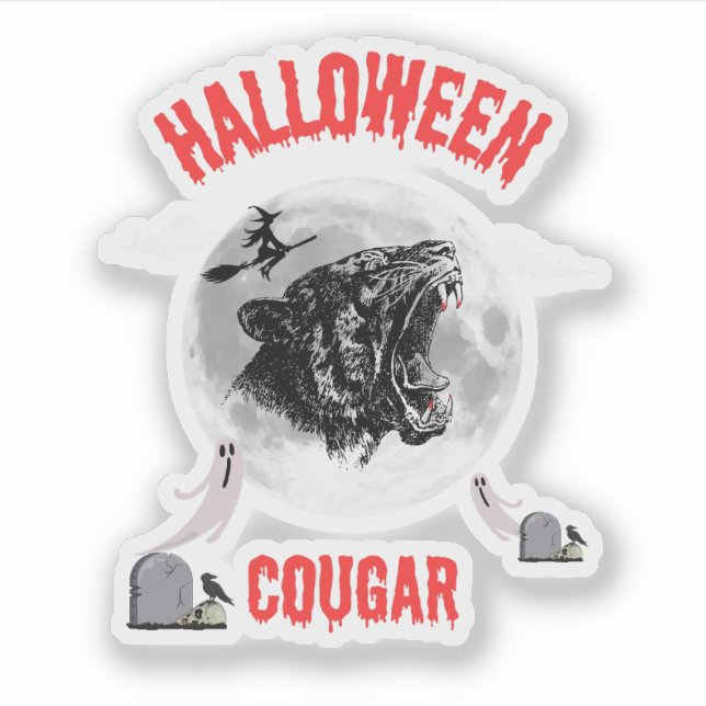 american cougar on halloween night with crows (Front)