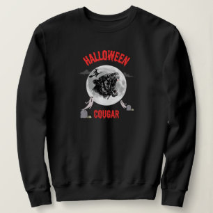 american cougar on halloween night with crows sweatshirt