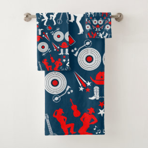 American Country Music Line Dancing Bath Towel Set