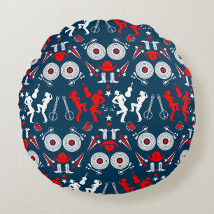 American Country Music Line Dancing Round Pillow