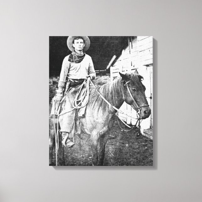 American cowboy in Kansas, c.1880 (b/w photo) Canvas Print (Front)