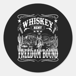 American Cowboy Whiskey Bent Freedom Bound  Classic Round Sticker