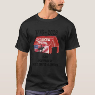 American Cowgirl Patriotic USA Flag Barn July 4th T-Shirt