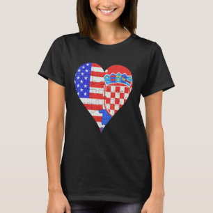 American Croatian Flag Heart T-Shirt