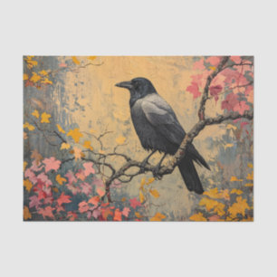 American Crow Autumn Foliage Painting Decoupage Tissue Paper