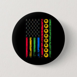 American Cue Sports Flag Autism Awareness Month Bi 2 Inch Round Button