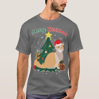 American Curl Cat Christmas Tree Snow Flakes Xmas  T-Shirt