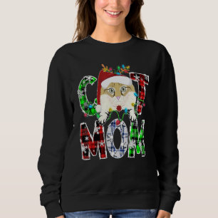 American Curl Cat Mom Lights Plaid Xmas Reindeer A Sweatshirt