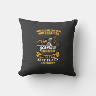 American Custom Motorcycle Bonneville Speedway Throw Pillow