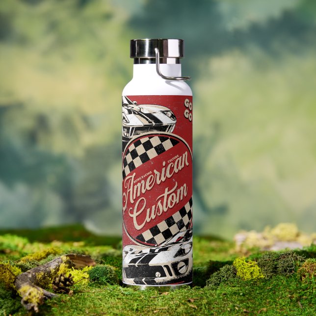 American Custom Retro Racing Car Water Bottle (Outdoor)