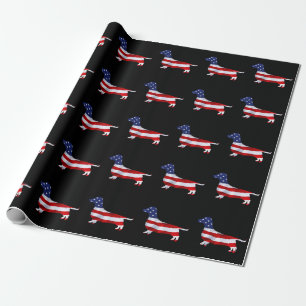 American Dachshund on Black Wrapping Paper
