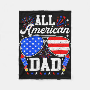 American dad 4th of july sunglasses family fleece blanket