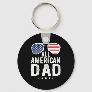 American Dad 4th Of July Us Patriotic Pride  Keychain