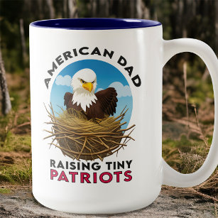 American Dad Bald Eagle Raising Patriotic Kids Fun Two-Tone Coffee Mug
