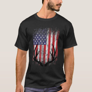 American Deer Hunter Patriotic USA Flag For Men Wo T-Shirt