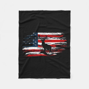 American Deer Hunter Patriotic Vintage Us Flag Hun Fleece Blanket