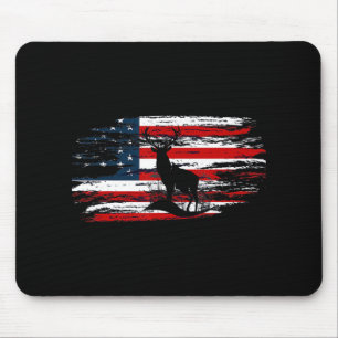 American Deer Hunter Patriotic Vintage US Flag Hun Mouse Pad