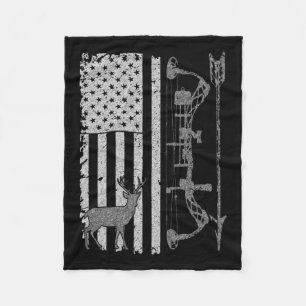 American Deer Hunting Bow Hunter Flag Accessories Fleece Blanket