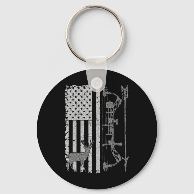 American Deer Hunting Bow Hunter Flag Accessories  Keychain (Front)