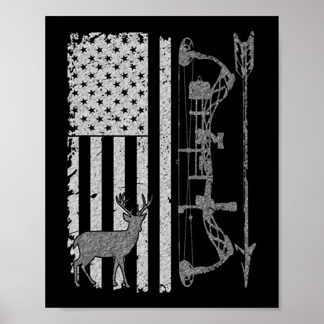 American Deer Hunting Bow Hunter Flag Accessories  Poster (Front)