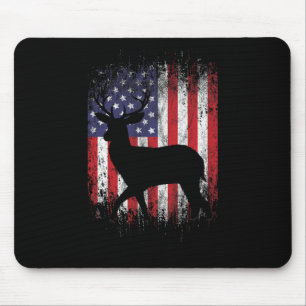 American Deer Hunting Patriotic Hunter Flag Whitet Mouse Pad