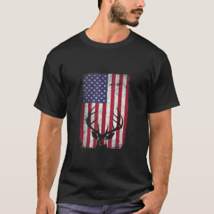 American Deer Hunting Patriotic Hunter USA Flag Bu T-Shirt