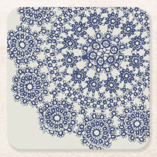American Doily & Lace, 12, Blue On Cream Paper Pla Square Paper Coaster