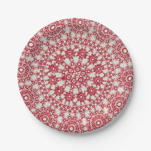 American Doily & Lace, 12, Cream on Blue Paper Plate