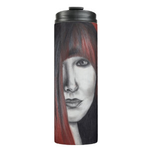 American Doll Woman Portrait Original Art Drawing Thermal Tumbler
