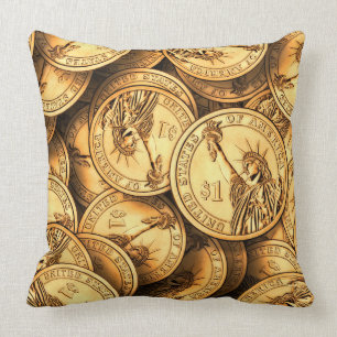 American Dollar Coin Throw Pillow