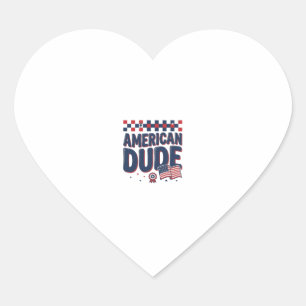 American Dude Patriotic Vintage Shirt Design_1 Heart Sticker