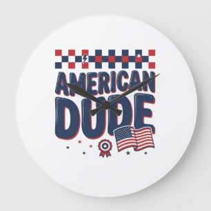 American Dude Patriotic Vintage Shirt Design_1 Large Clock