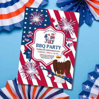 American Eagle 4th of July Independence Day Party  Invitation