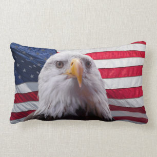 American eagle and flag lumbar pillow